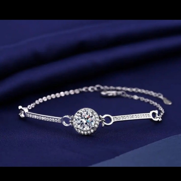 Moissanite Silver Tennis Bracelet Adjustable 2ct. Lab Created Diamond. - Picture 2 of 10
